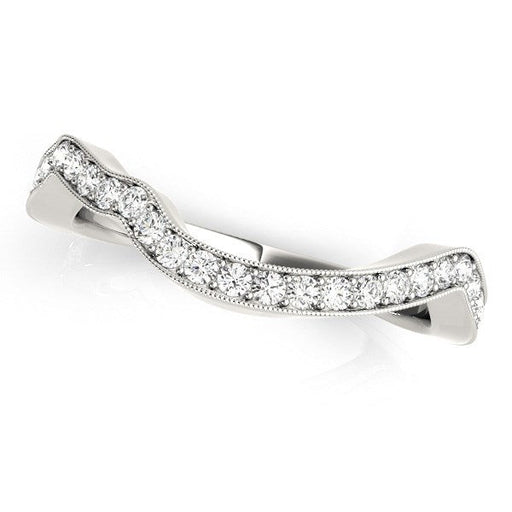 Bids.com 14k White Gold Milgrained Curve Style Diamond Wedding Band (1/5 cttw) Rings