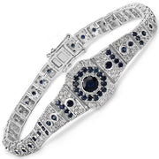 Bids.com 3.79 Carat Genuine Blue Sapphire and White Diamond .925 Sterling Silver Bracelet Bracelets