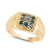 Bids.com 14K Yellow Gold Plated 0.63 Carat Genuine Blue Diamond .925 Sterling Silver Ring Rings
