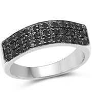 Bids.com 0.35 Carat Genuine Black Diamond .925 Sterling Silver Ring Rings