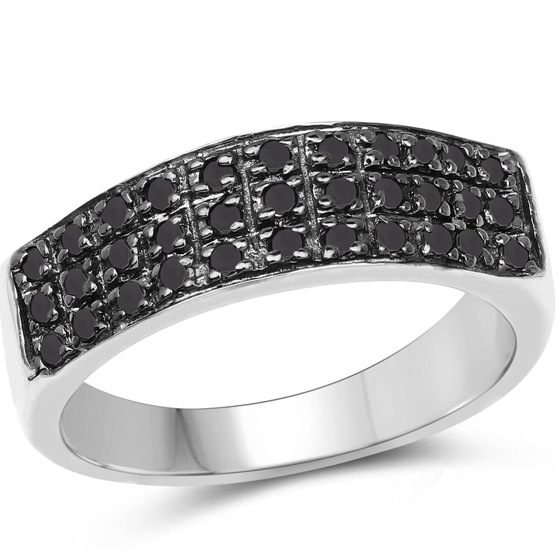 Bids.com 0.35 Carat Genuine Black Diamond .925 Sterling Silver Ring Rings