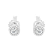 Bids.com 10K White Gold 0.15 Cttw Round Brilliant-Cut Near Colorless Diamond Bezel-Set Stud Earrings (H-I Color, I1-I2 Clarity) Earrings