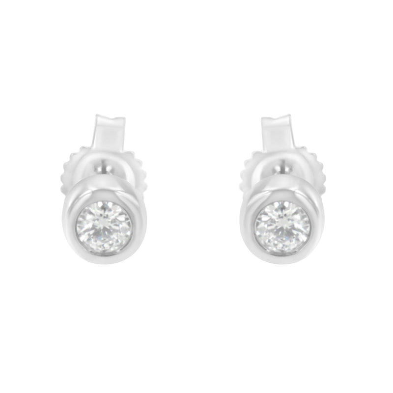 Bids.com 10K White Gold 0.15 Cttw Round Brilliant-Cut Near Colorless Diamond Bezel-Set Stud Earrings (H-I Color, I1-I2 Clarity) Earrings