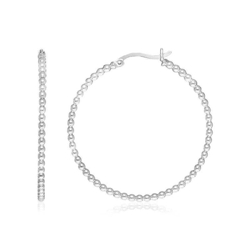 Bids.com Sterling Silver Round Hoop Earrings with Beaded Texture Earrings