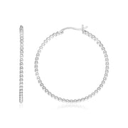 Bids.com Sterling Silver Round Hoop Earrings with Beaded Texture Earrings