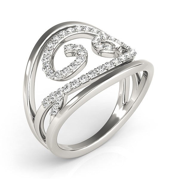 Bids.com Swirl Design Diamond Ring in 14k White Gold (1/2 cttw) Rings