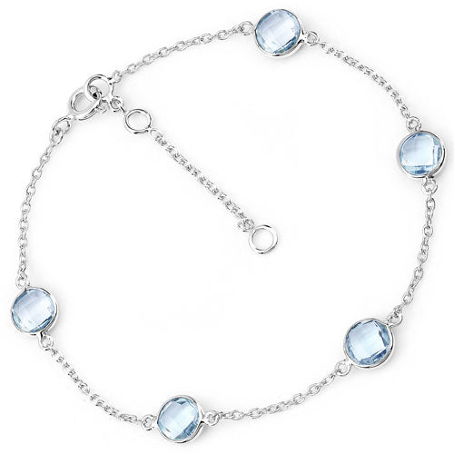 Bids.com 5.00 Carat Genuine Blue Topaz .925 Sterling Silver Bracelet Bracelets