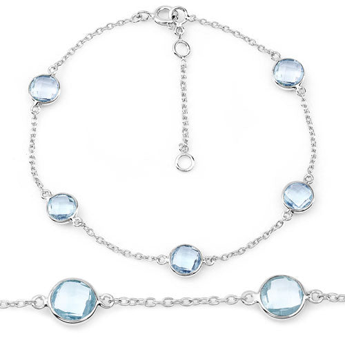 Bids.com 5.00 Carat Genuine Blue Topaz .925 Sterling Silver Bracelet Bracelets
