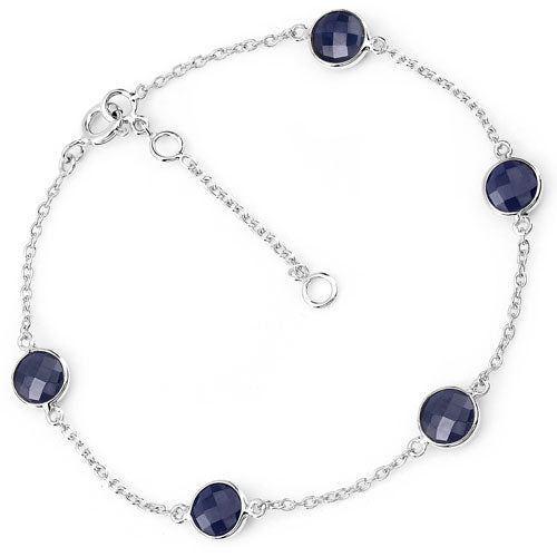 Bids.com 5.00 Carat Genuine Blue Sapphire .925 Sterling Silver Bracelet Bracelets