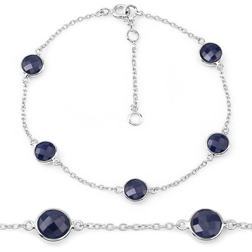 Bids.com 5.00 Carat Genuine Blue Sapphire .925 Sterling Silver Bracelet Bracelets