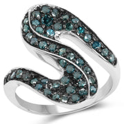 Bids.com 0.76 Carat Genuine Blue Diamond .925 Sterling Silver Ring Rings