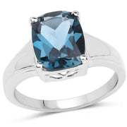 Bids.com 3.50 Carat Genuine London Blue Topaz .925 Sterling Silver Ring Rings
