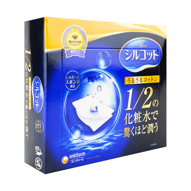 AsiaBeautyMall Unicharm Silcot Sponge Touch Moisturizing Cotton Pad Facial Towel