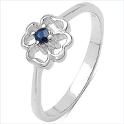 Bids.com 0.07 Carat Genuine Blue Sapphire .925 Sterling Silver Ring Rings