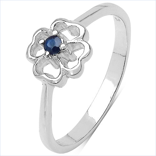 Bids.com 0.07 Carat Genuine Blue Sapphire .925 Sterling Silver Ring Rings