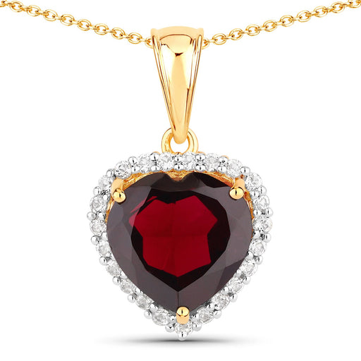 Bids.com 5.76 Carat Genuine Garnet and White Topaz .925 Sterling Silver Pendant Pendants