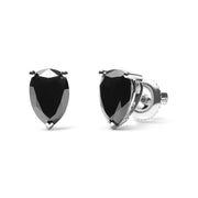Bids.com 14K White Gold 2.00 Cttw Pear Cut Black Diamond Stud Earrings Earrings