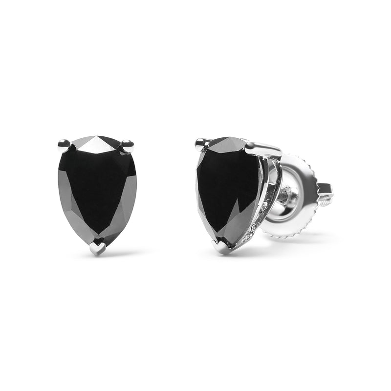 Bids.com 14K White Gold 2.00 Cttw Pear Cut Black Diamond Stud Earrings Earrings