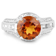 Bids.com 2.81 Carat Genuine Citrine and White Topaz .925 Sterling Silver Ring Rings