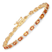 Bids.com 7.39 Carat Genuine Orange Sapphire and White Diamond 14K Yellow Gold Bracelet Bracelets