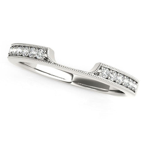 Bids.com 14k White Gold Curved Section Antique Style Diamond Wedding Band (1/8 cttw) Rings