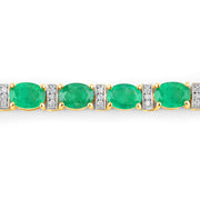 Bids.com 14.05 Carat Genuine Zambian Emerald and White Diamond 14K Yellow Gold Bracelet Bracelets