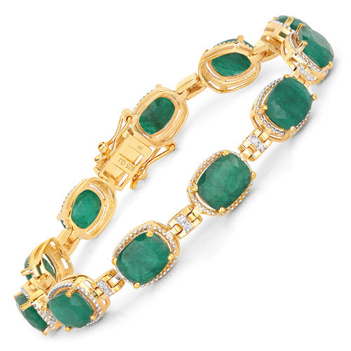 Bids.com 15.06 Carat Dyed Emerald and White Diamond .925 Sterling Silver Bracelet Bracelets