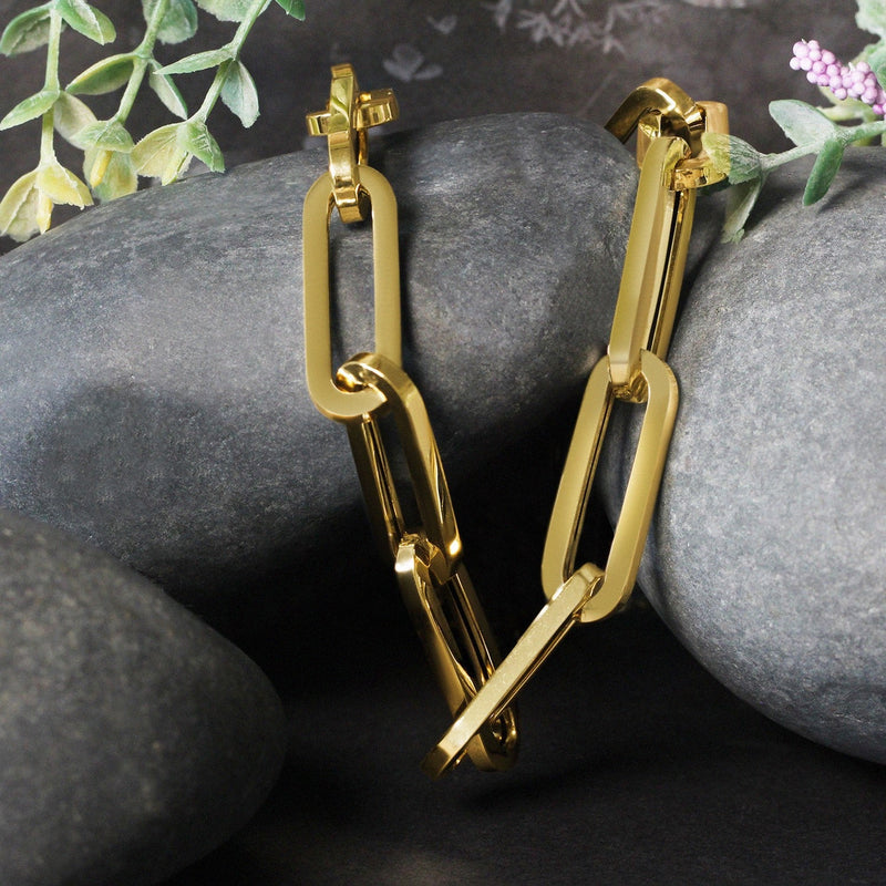 Bids.com 14k Yellow Gold Extra Wide Paperclip Chain Necklace Necklaces
