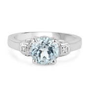 Bids.com 2.28 Carat Genuine Blue Topaz and White Topaz .925 Sterling Silver Ring Rings
