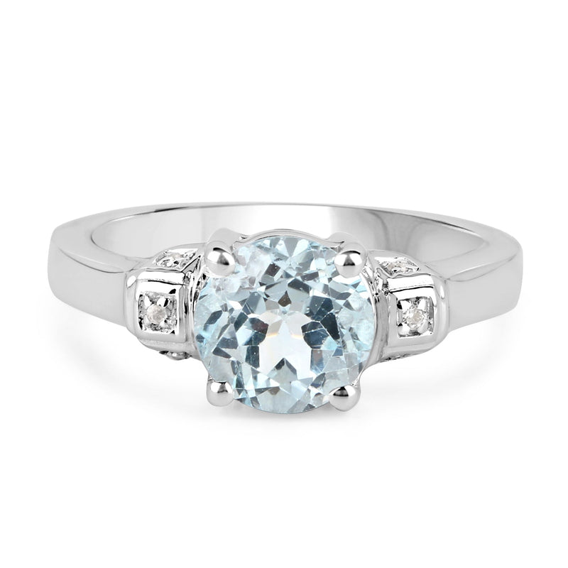 Bids.com 2.28 Carat Genuine Blue Topaz and White Topaz .925 Sterling Silver Ring Rings