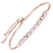 Bids.com 0.89 Carat Genuine Morganite and White Topaz .925 Sterling Silver Bracelet Bracelets