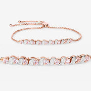 Bids.com 0.89 Carat Genuine Morganite and White Topaz .925 Sterling Silver Bracelet Bracelets