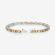 Bids.com 12.33 Carat Genuine Orange Sapphire and White Diamond 14K White Gold Bracelet Bracelets