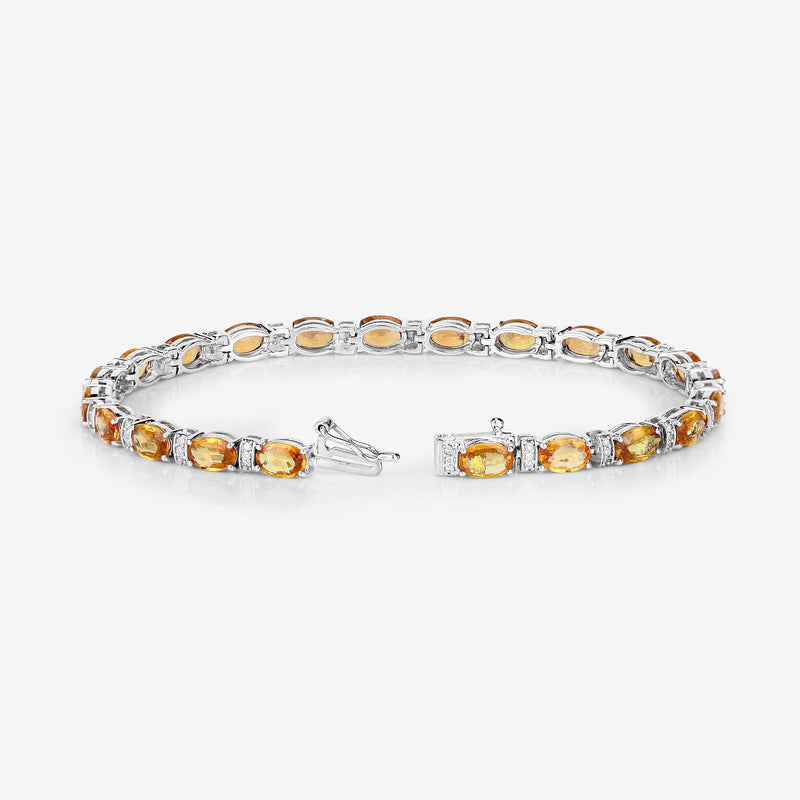 Bids.com 12.33 Carat Genuine Orange Sapphire and White Diamond 14K White Gold Bracelet Bracelets