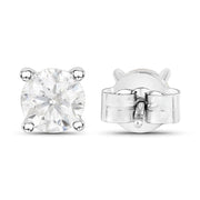 Bids.com 1.02 Carat Genuine White Diamond 14K White Gold Earrings Earrings