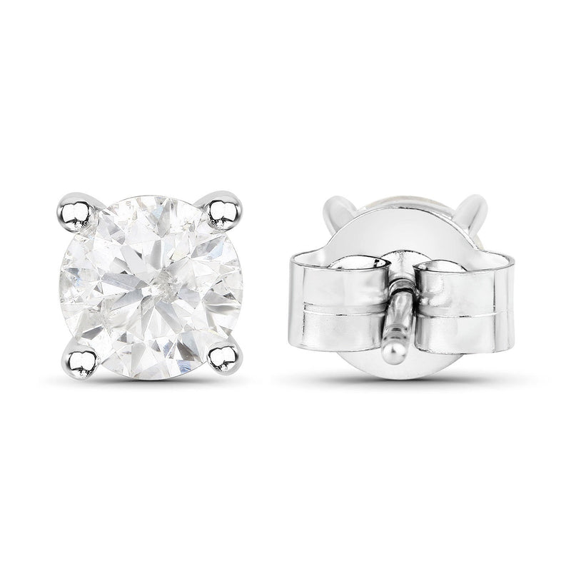 Bids.com 1.02 Carat Genuine White Diamond 14K White Gold Earrings Earrings