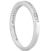 Bids.com 14k White Gold Slender Channel Set Diamond Wedding Ring Band Set 1/2 Around Rings