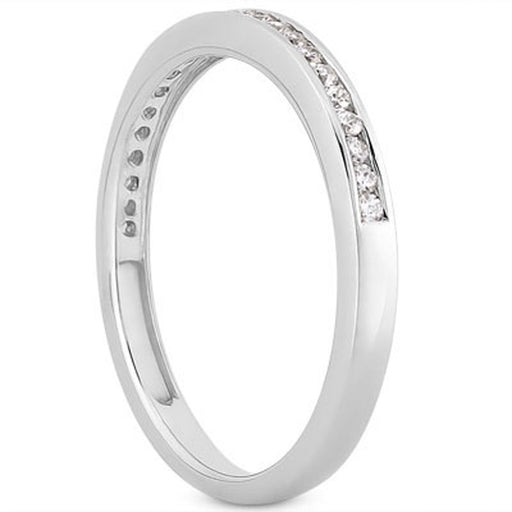 Bids.com 14k White Gold Slender Channel Set Diamond Wedding Ring Band Set 1/2 Around Rings