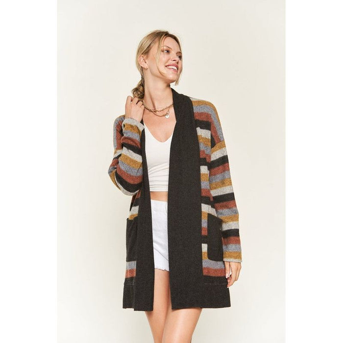 Multi Color Stripe Cardigan Krt1242