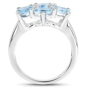 Bids.com 3.57 Carat Genuine  Blue Topaz .925 Sterling Silver Ring Rings