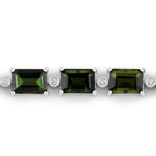 Bids.com 19.04 Carat Genuine Green Tourmaline and White Diamond 14K White Gold Bracelet Bracelets
