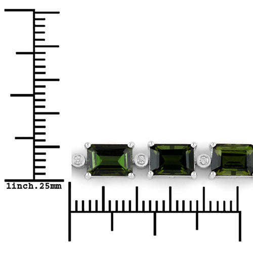 Bids.com 19.04 Carat Genuine Green Tourmaline and White Diamond 14K White Gold Bracelet Bracelets