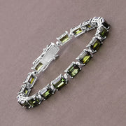 Bids.com 19.04 Carat Genuine Green Tourmaline and White Diamond 14K White Gold Bracelet Bracelets