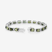 Bids.com 19.04 Carat Genuine Green Tourmaline and White Diamond 14K White Gold Bracelet Bracelets