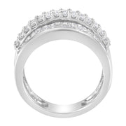 Bids.com 14K White Gold Round and Baguette Diamond Ring (1 1/2 Cttw, F-G Color, SI1-SI2 Clarity) - Size 6-3/4 Rings