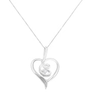 Bids.com Espira 10K White Gold .03 Cttw Diamond-Accented Round-Cut Diamond Swirl Open Heart 18" Pendant Necklace (I-J Color, I2-I3 Clarity) Necklaces