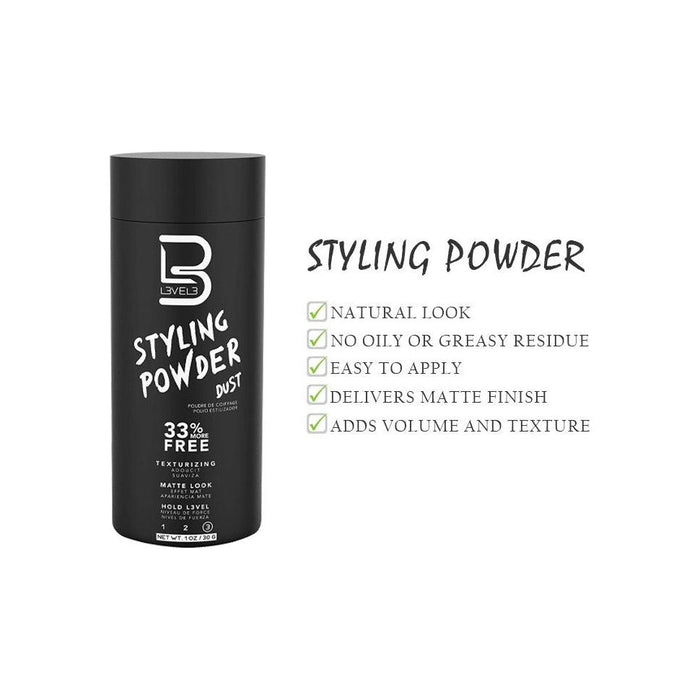 L3 Level3 Styling Powder - Natural Look Mens Powder - Easy to Apply with No Oil or Greasy Residue- 30 Grams(1 oz.)