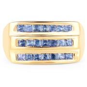 Bids.com 14K Yellow Gold Plated 1.05 Carat Genuine Blue Sapphire .925 Sterling Silver Ring Rings