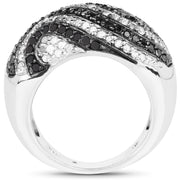 Bids.com 1.26 Carat Genuine Black Diamond and White Diamond .925 Sterling Silver Ring Rings