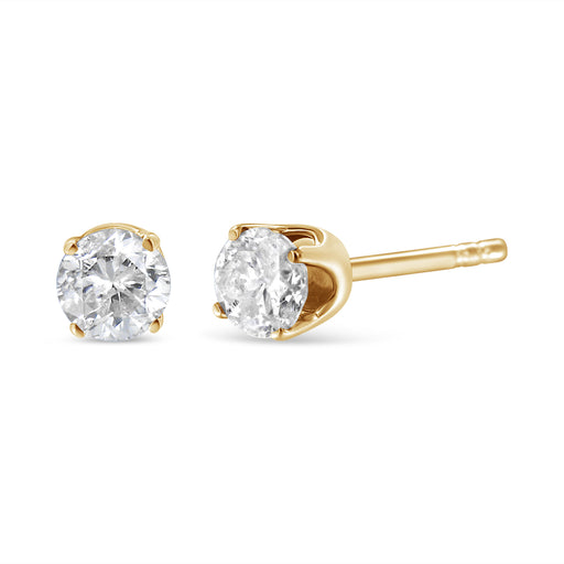 Bids.com 14K Yellow Gold 1/2 Cttw Round-Cut Diamond Solitaire Stud Earrings (O-P Color, SI2-I1 Clarity) Earrings